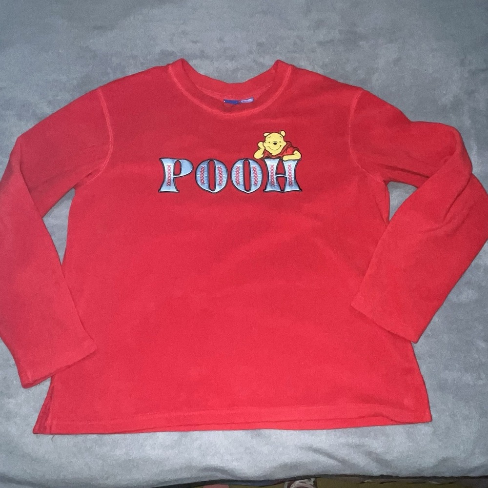 VTG Women's XL Disney Red Winnie The Pooh Bear Fleece Sweatshirt Embroidered